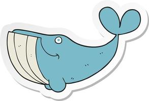 autocollant d'une baleine heureuse de dessin animé vecteur