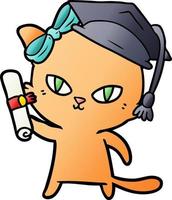 chat de dessin animé mignon diplômé vecteur