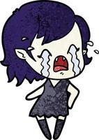 dessin animé fille vampire qui pleure vecteur