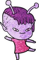 fille extraterrestre de dessin animé mignon vecteur