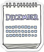 autocollant d'un calendrier de dessin animé montrant le mois de décembre vecteur