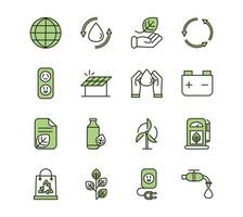 jeu d & # 39; icônes vertes de durabilité écologique et environnementale