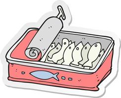 autocollant d'une boîte de dessin animé de sardines vecteur