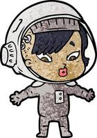 femme astronaute de dessin animé vecteur