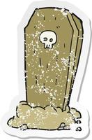 autocollant rétro en détresse d'un cercueil fantasmagorique de dessin animé vecteur