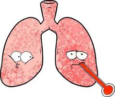 poumons malsains de dessin animé vecteur