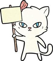 chat de dessin animé mignon avec signe de protestation vecteur