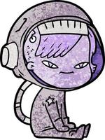 femme astronaute de dessin animé vecteur