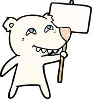 dessin animé ours polaire montrant les dents vecteur