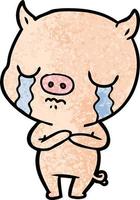 dessin animé cochon qui pleure vecteur
