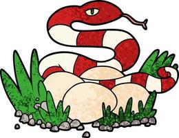 serpent de dessin animé dans le nid vecteur