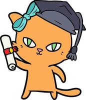 chat de dessin animé mignon diplômé vecteur