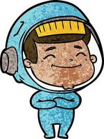 heureux, dessin animé, astronaute vecteur