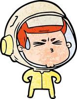 astronaute stressé de dessin animé vecteur