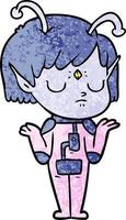 fille extraterrestre de dessin animé vecteur