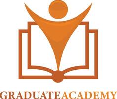 logo de l'éducation avec livre ouvert et étudiant abstrait. concept de logo vectoriel de l'éducation.