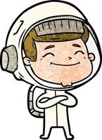 heureux, dessin animé, astronaute vecteur