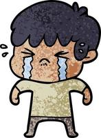 dessin animé garçon qui pleure vecteur