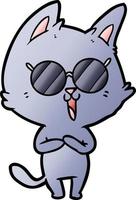 chat drôle de bande dessinée portant des lunettes de soleil vecteur