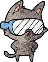 chat de dessin animé avec des lunettes sur les yeux vecteur