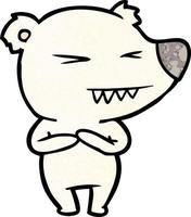 dessin animé ours polaire en colère vecteur