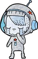 dessin animé fille astronaute qui pleure vecteur