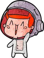 heureux, dessin animé, astronaute, onduler vecteur