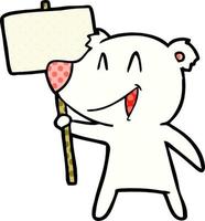 ours polaire avec dessin animé signe de protestation vecteur