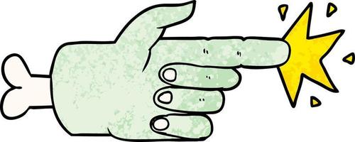main de zombie de dessin animé pointant vecteur