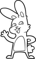 dessin animé lapin agitant vecteur