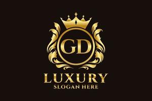 modèle initial de logo de luxe royal de lettre gd dans l'art vectoriel pour des projets de marque luxueux et d'autres illustrations vectorielles.