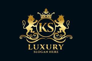 modèle initial de logo de luxe ks lettre lion royal dans l'art vectoriel pour les projets de marque de luxe et autres illustrations vectorielles.
