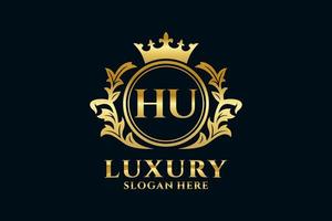 modèle initial de logo de luxe royal de lettre hu dans l'art vectoriel pour des projets de marque luxueux et d'autres illustrations vectorielles.