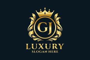 modèle initial de logo de luxe royal de lettre gj dans l'art vectoriel pour des projets de marque luxueux et d'autres illustrations vectorielles.