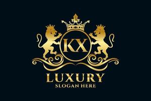 modèle initial de logo de luxe kx lettre lion royal dans l'art vectoriel pour les projets de marque de luxe et autres illustrations vectorielles.