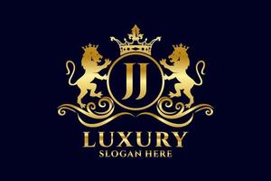 modèle initial de logo de luxe jj lettre lion royal dans l'art vectoriel pour les projets de marque de luxe et autres illustrations vectorielles.