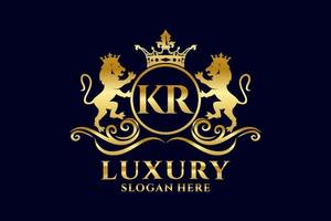 modèle initial de logo kr lettre lion royal luxe dans l'art vectoriel pour les projets de marque luxueux et autres illustrations vectorielles.
