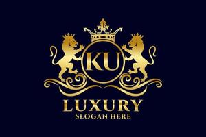 modèle de logo de luxe royal lion lettre initiale ku dans l'art vectoriel pour les projets de marque luxueux et autres illustrations vectorielles.