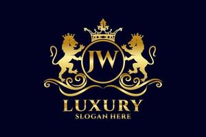 modèle initial de logo de luxe jw lettre lion royal dans l'art vectoriel pour des projets de marque luxueux et d'autres illustrations vectorielles.