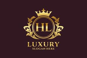 modèle initial de logo de luxe royal de lettre hl dans l'art vectoriel pour des projets de marque luxueux et d'autres illustrations vectorielles.