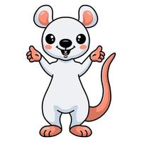 mignon petit dessin animé de souris blanche présentant vecteur