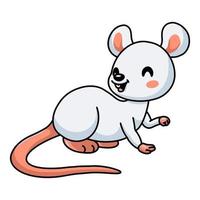 mignon petit dessin animé de souris blanche vecteur