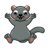 mignon petit dessin animé Bearcat levant les mains vecteur