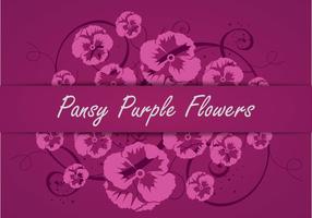 Pansy purple flowers vector silhouette