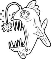poisson lanterne de dessin animé vecteur