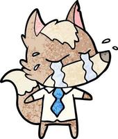 dessin animé loup qui pleure portant des vêtements de travail vecteur