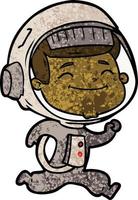 heureux, dessin animé, astronaute vecteur