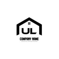 ul vecteur de conception de logo de lettres initiales pour la construction, la maison, l'immobilier, le bâtiment, la propriété.