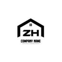 zh lettres initiales vecteur de conception de logo pour la construction, la maison, l'immobilier, le bâtiment, la propriété.