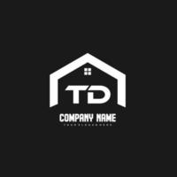 vecteur de conception de logo de lettres initiales td pour la construction, la maison, l'immobilier, le bâtiment, la propriété.